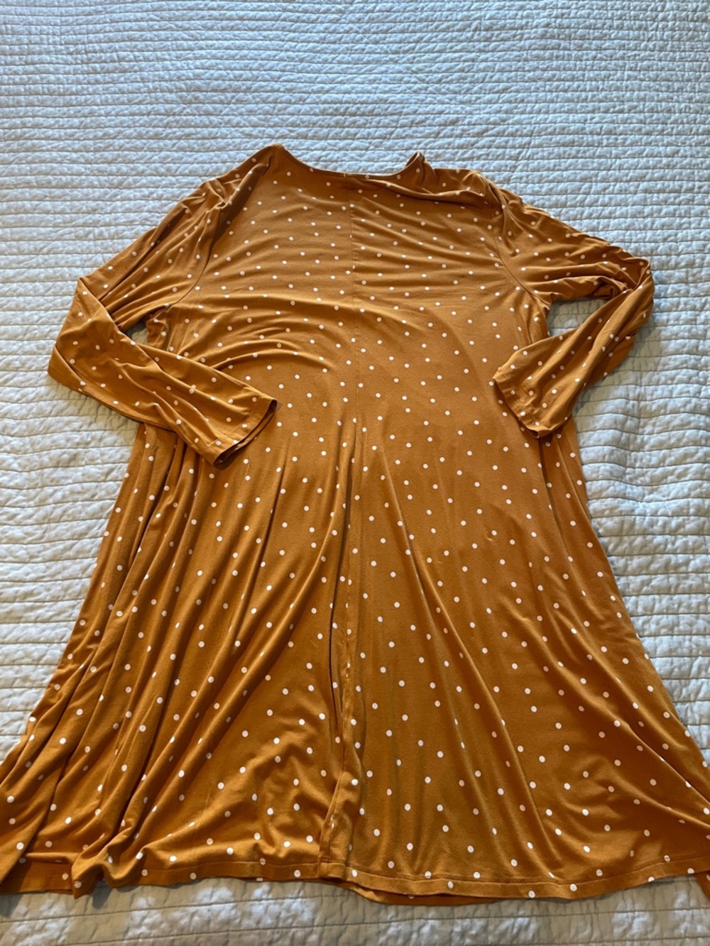 Old Navy Mustard Polka Dot Long Sleeve Swing Dress - Picture 3 of 3